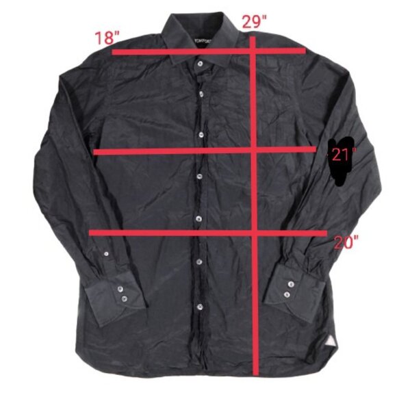 Tom Ford Mens Silk Cotton Blend Satin Button-Up Shirt Size 42 Black - Picture 9 of 9